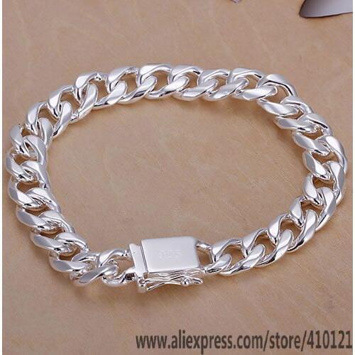 Wholesale High Quality Jewelry Bridal Jewelry Silver Color Fashion For Women Best Gift SMTH037 Fashion 10mm Square Lock Bracelet