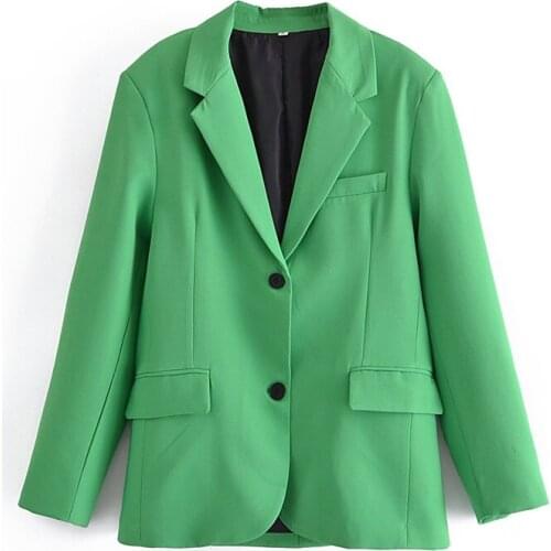 MESTTRAF Women 2021 Fashion Oversized Single-Breasted Blazer Coat Vintage Long Sleeve Welt Pockets Female Outerwear Streetwear