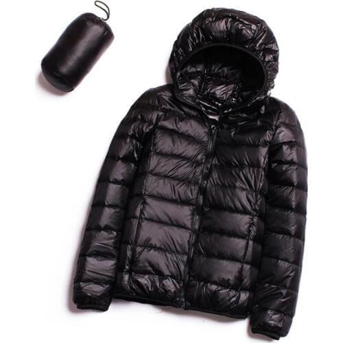 Ultra-light Plus Size Thin Down Jacket Women 2019 Autumn Winter Slim Short Hooded Warm White Duck Down Coat Womens Outerwear