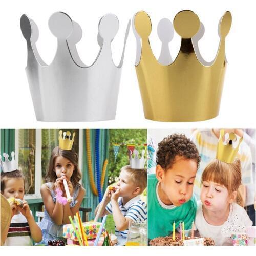 10pcs Birthday Paper Hats Prince Princess Crown Party Decoration Cake Cap for Boy Girl