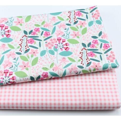 Plaid Flower 100% Cotton Fabric, Sewing Sunhat Quilted Dress Seasons Sheets Sleeping Bag Breathable Fabric For Kids Baby