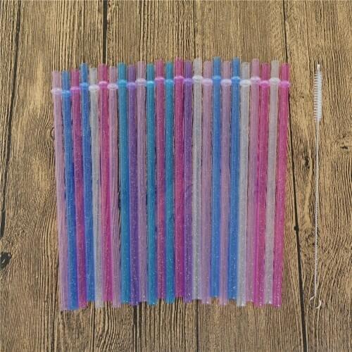 25pcs/set Reusable Distored Color Beverage Hard Plastic Stripe Drinking Straws