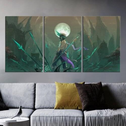 3 Panel Genshin Impact Xiao Game Posters Wall Art Pictures HD Canvas Home Decor Posters Paintings Living Room Bedroom Decoration