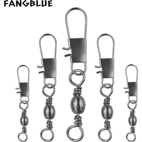 30Pcs Swivels Fishing Connector with Snap Steel Alloy Bearing Rolling Fishhook Lure Interlock Pin Carp Fish Tackle Tool