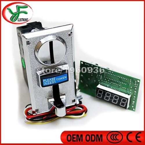 6 coins of Multi coin selector acceptor support multi signal output 1 signal + 4-digit display time board