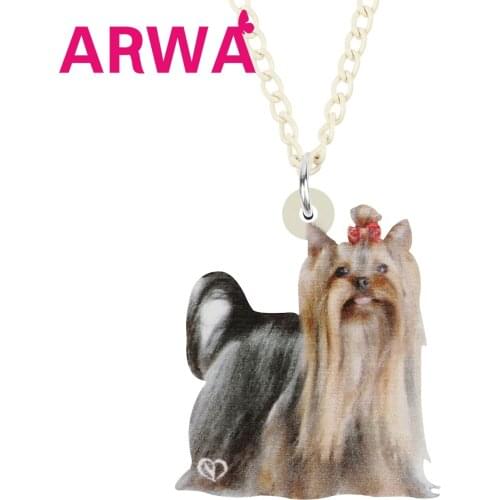 ARWA Acrylic Lovely Yorkshire Dog Necklace Choker Smile Pet Animal Pendant Jewelry For Women Kid Friends Birthday Gift Accessory