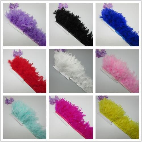 YY-tesco 6 Meter Fluffy Beautiful Turkey Feathers Ribbon Fringe Turkey Feather Trimming For Carnival Costumes DIY Clothing
