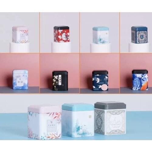 Tea Sealed Box Teaware Storage Container Jar Tin Square Can Candy Iron Canister Vintage Tea Box for Kitchen Tea Coffee Sugar