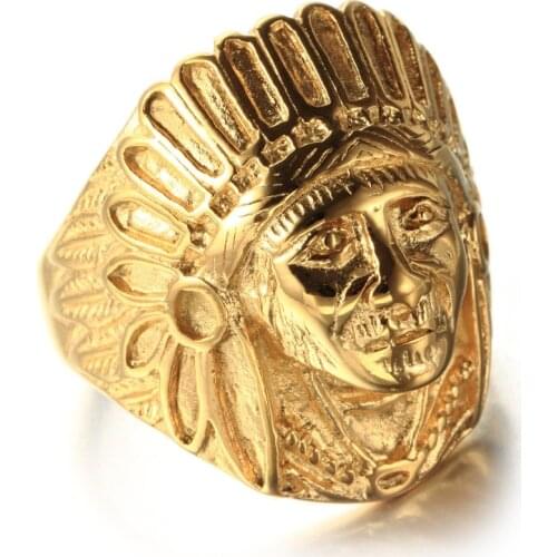 Indian Old Man Mens Stainless Steel Ring Fashion Gold Titanium Steel Ring