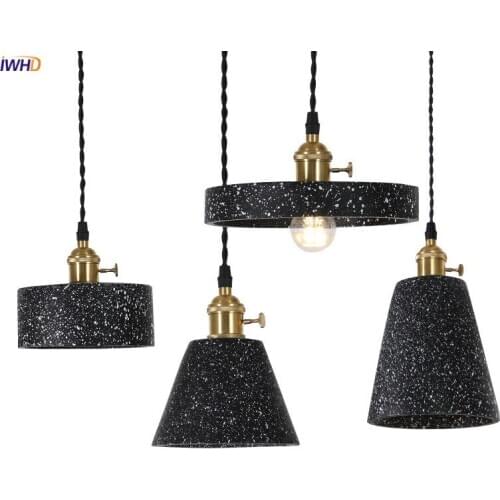 IWHD Nordic Modern Cement Pendant Lamp Bedroom Living Room Lights Loft Style Industrial Pendant Lighting Vintage Light Fixtures