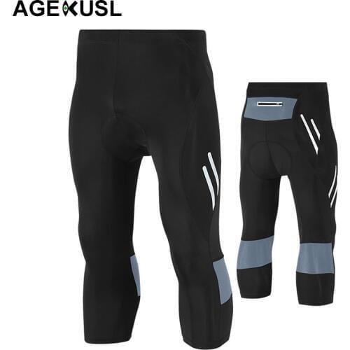 TWTOPSE Compression Cropped Cycling Tight Pants GEL 3D Pad Men MTB Bike Road Bicycle Trousers Breathable Anti-sweat Clothes 2019