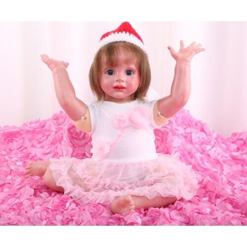 Reborn Baby Doll 53CM handmade realistic silicone Vinyl reborn baby doll with planted hair lifelike girl toys for kids gift