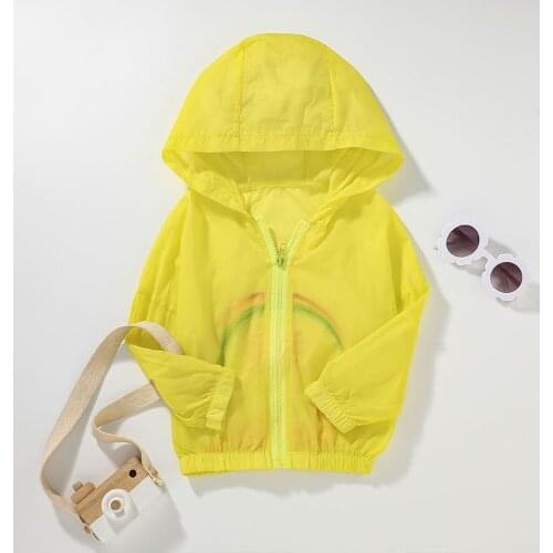 Summer UV-proof Boys Girls Jacket Thin Quality Rainbow Kids Coat Hooded Active Outfit Childrens Clothes