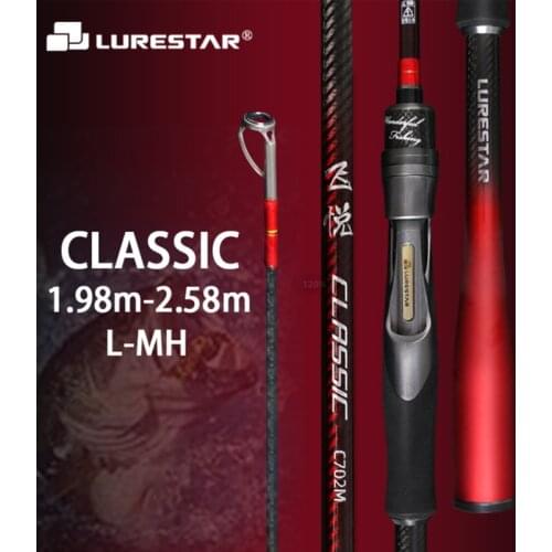 LURESTAR CLASSIC High Carbon Spinning Casting Fishing Rod 1.98-2.58m M/ML/MHPower Lure WT3-32g Distance Throwing rod Fishing Rod