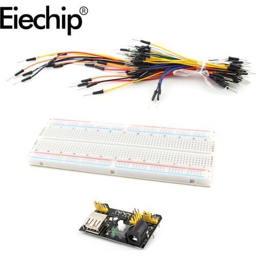 MB102 Breadboard power module+MB102 830 Points Solderless Prototype Bread Board+65 Breadboard jumper wires for arduino kit