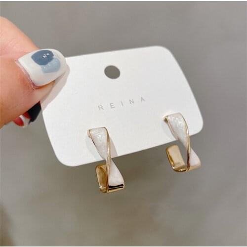 YAOLOGE 2021 Fashion 2 Color Twist Enamel Hoop Earrings Vintage Alloy Round Circle For Women Gift Girls Party Jewelry Oorbellen