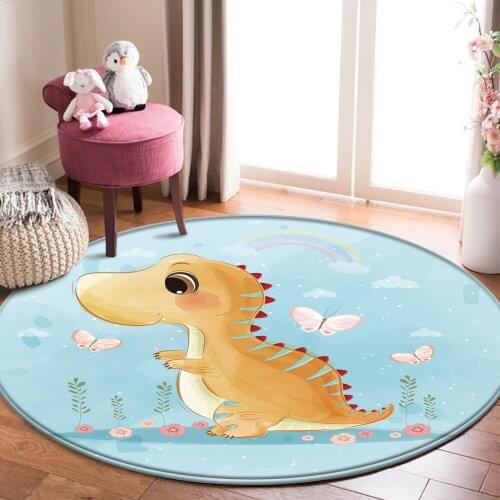 Fashion Children Carpet Non-Slip Cute Cartoon Dinosaur Picture Children Flannel Carpet Baby Hand Print Carpet Baby Play Mat