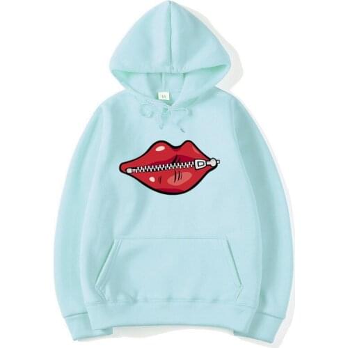 Men Women Hip Hop zipper Red Lip Sweatshirts Hooded 2021 New Vintage Creativity Lips Pullovers Hoodies Male Clothes 17 colors
