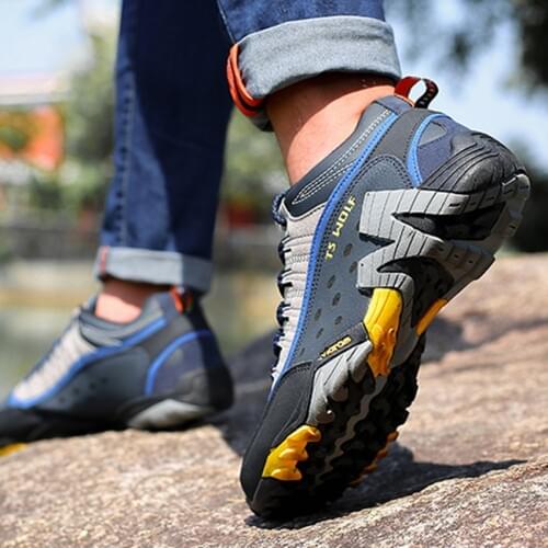 Genuine leather waterproof outdoor sport men running shoes sneakers for men travel walking training shoes men running sneakers