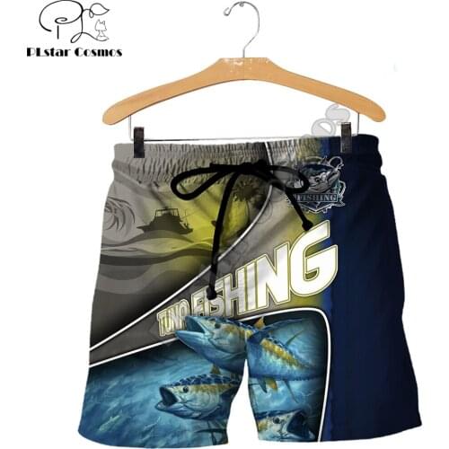 Sailfish and Tuna Fishing 3D Printed Mens Shorts Unisex Streetwear Summer Beach Loose Shorts Casual Pants Polyester SDM12
