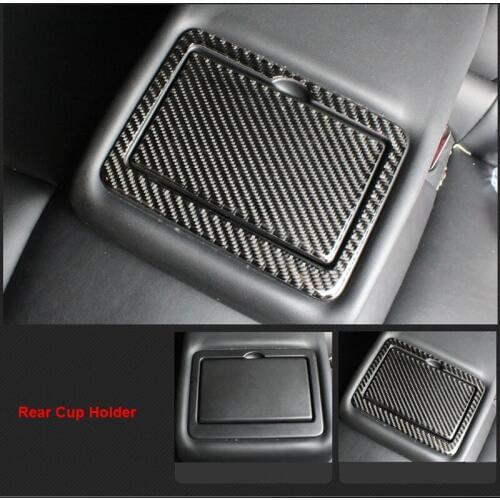 Real Carbon Fiber Rear Seat Water Cup Holder Panel Trim for fit for Infiniti Q50