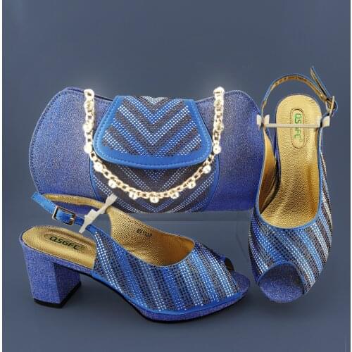 2021 New Arrival Italian Design Noble Wine Color Party Ladies Shoes and Bag Set With Special Crystal and Metal Decoration