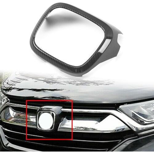 Carbon Fiber Car Front Grille Grill Logo Frame Cover Decoration Trim For Honda CRV 2017 2018
