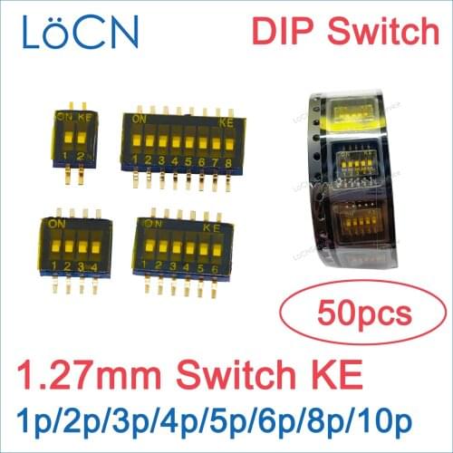 KE 1.27MM DIP SMD Switch Slide Type 1 2 3 4 5 6 8 10p pin 1.27 Pitch Toggle snap black golden switch LoCN 50pcs