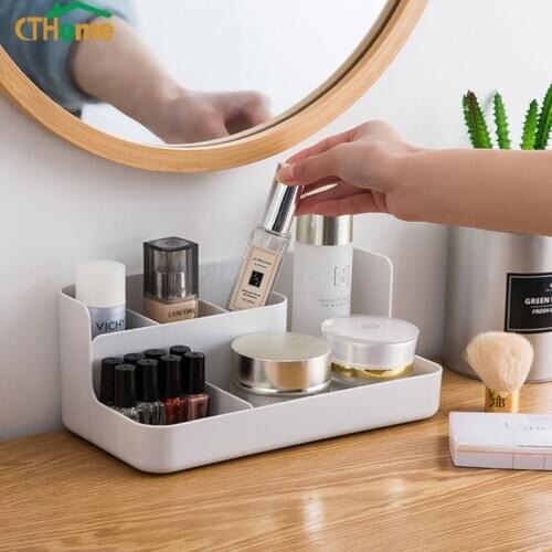 Plastic cosmetics storage box bathroom compartment finishing box cosmetic storage box office desktop makeup jewelry storage box