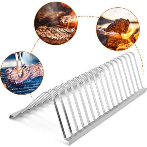 Barbecue Meat Rib Rack Stainless Steel Roasting Stand Outdoor BBQ Accessories For Picnic Camping Barbecue Roasting Stand
