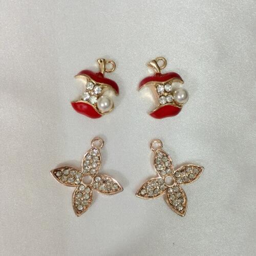 15*20MM & 24*26MM 20PCS/LOT Apple & Luck Leaf Tone Glazing KC Color Alloy Charms Jewelry Pendants