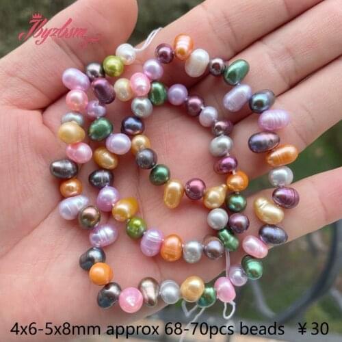6-7x8-9mm Natural Freeform Multicolor Freshwater Pearl Gem Stone Beads Strand 14"For DIY Necklace Jewelry Making Free Shipping