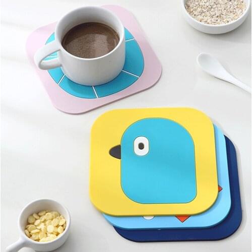 Cartoon Silicone Table Oil-Proof Placemat Heat-Insulating Non-Slip Bowl Mat Coffee Cup Mat Kitchen Tableware Accessories
