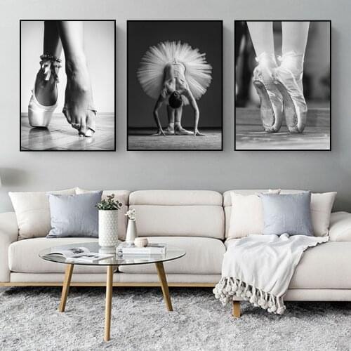 Wall Prints Pictures Nordic Ballet Dancer Poster Modular Black White Girl Painting Canvas Home Wall Art Living Room Decor HD0075