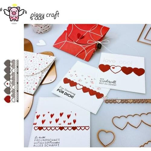 Piggy Craft metal cutting dies cut die mold Love Heart strip edge Scrapbook paper craft knife mould blade punch stencils dies