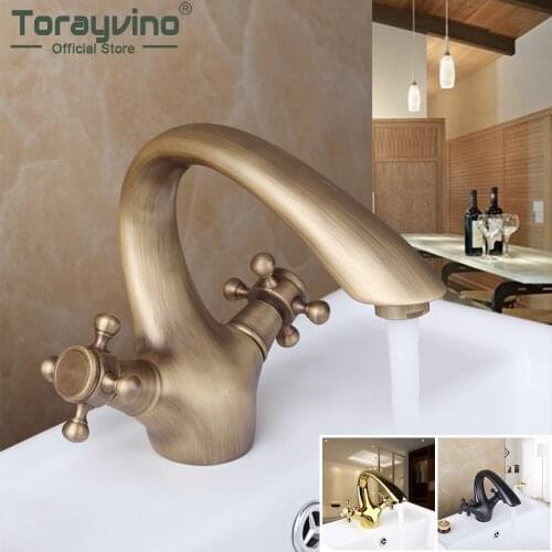 Torayvino Luxury Bathroom Faucet Basin Sink Dual Handles Deck Mounted Faucet Bathtub Washbasin Cold And Hot Mixer Water Tap