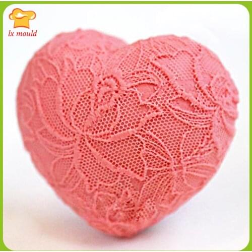 Heart-Shaped Lace Texture Soap Silicone Mold Handmade Candle Gypsum Aromatherapy Baking mould -Lace Love