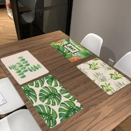 42*32cm Green Plant Kitchen Decoration Banquet Dinner Tableware Napkin Monstera Summer Table Napkin With Famous Painting Pattern