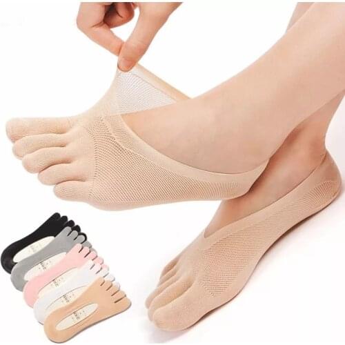 Women Summer Five-finger Socks Orthopedic Compression Socks invisible sokken with silicone anti-skid breathable anti-friction