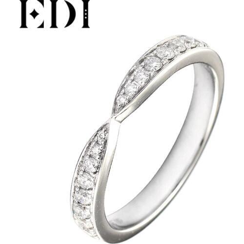 EDI Diamond Anniversary Wedding Band Real 14K 585 White Gold 0.30cttw G/SI Diamonds Wedding Ring For Women All-match Band