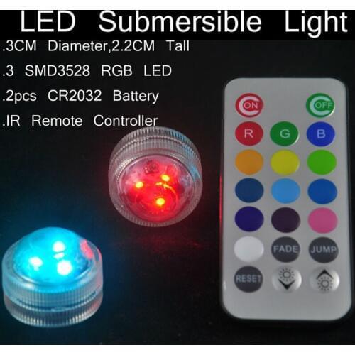 10pcs Wedding Decoration Remote Control Waterproof Submersible Led Party Tea Mini Light With Battery For Halloween Christmas