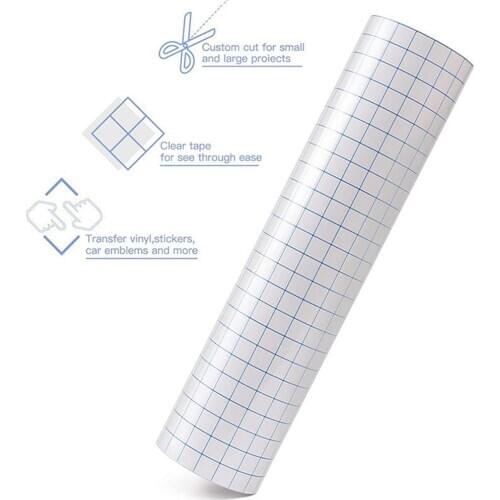 12'x3.28 Feet Roll Clear Transfer Tape with Grid for Adhesive Vinyl Transfer Tape Application Paper Transfer Tape Rolls