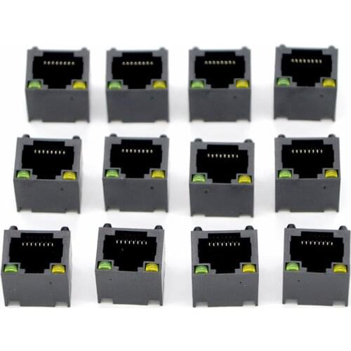 200PCS New Network Connector RJ45 56 full Plastic With lamp Network Socket Net Mouth 90 Degrees 56-8P8C Special Wholesale