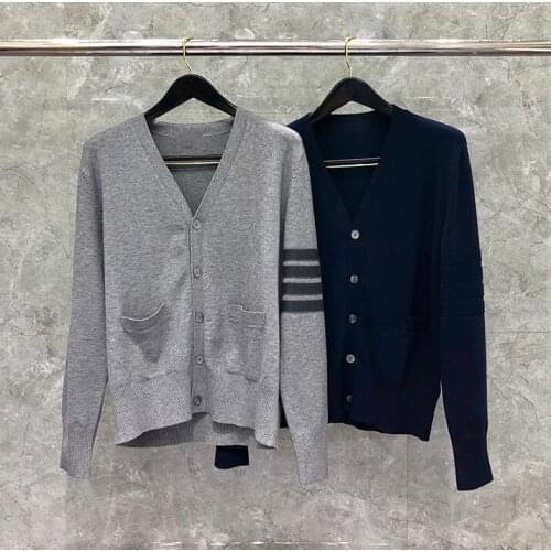 2021 Fashion Brand Sweaters Men Women Slim Fit O-Neck Cardigan Clothing Solid Striped Wool Winter Casual Coat ins