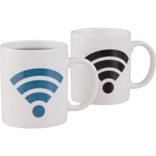 330ml Ceramic Mugs Changing Color Mug Milk Coffee Mugs Friends Gifts Student Breakfast Cup Signal pattern System Mugs Kettle