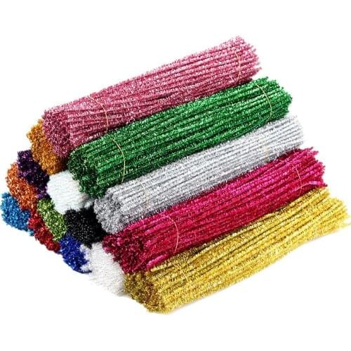 50pcs Glitter Chenille Stems Pipe Cleaners Plush Tinsel Stems Wired Sticks Kids Educational Toys Crafting DIY Craft Supplies