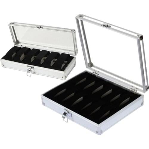 6/12 Grid Slots Useful Jewelry Wrist Watches Holder Display Storage Box Aluminium Luxury Square Case Watch Holder Box Organizer