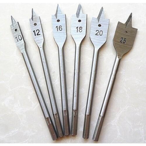 6pcs/Set Wood Flat Drill Sets 10mm 12mm 16mm 18mm 20mm 25mm Paddle Flat Wood Boring Drill Bit Set Power Tools With Hex Shank