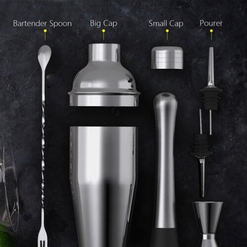 6Pcs/Set Stainless Steel Cocktail Shaker Mixer Wine Martini Boston Shaker For Bartender Drink Party Bar Tools 550Ml/750Ml