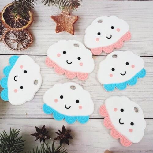 Chenkai 10PCS Silicone Cloud Teether Smoothing Cartoon Pacifier For Baby Sensory Nursing Necklace Bracelet Jewelry Accessories